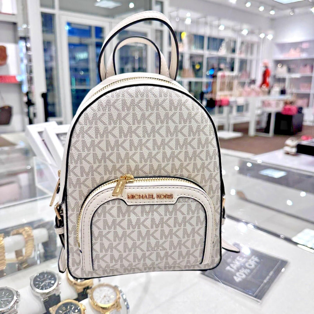 Michael Kors Jaycee XS Mini Convertible Rucksack MK Signature Crossbody (Light Cream), Helles Cremew
