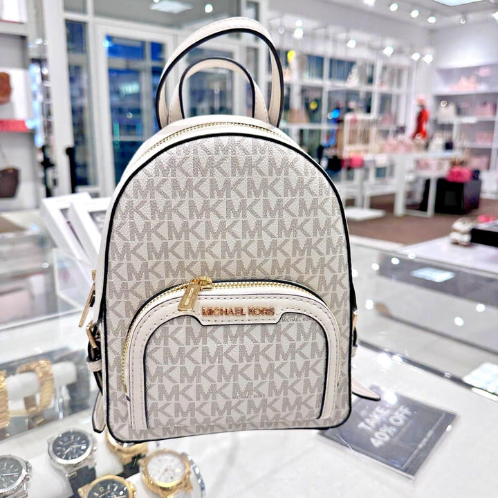 Michael Kors Jaycee XS Mini Convertible Rucksack MK Signature Crossbody (Light Cream), Helles Cremew