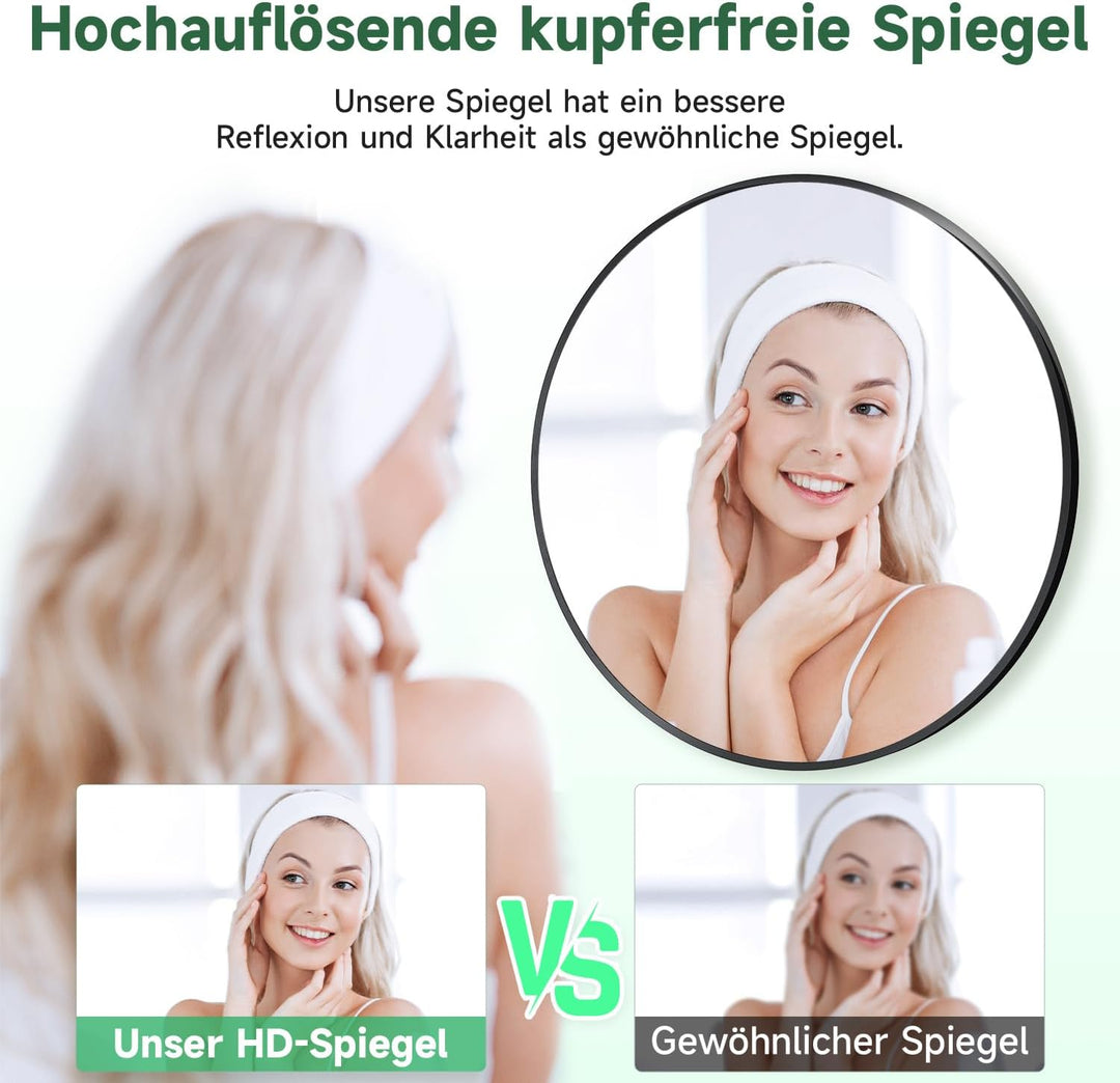 Dekorative Wandspiegel 50cm, Spiegel rund, Badezimmerspiegel, für Wohnzimmer, Schlafzimmer, Bad, Flu