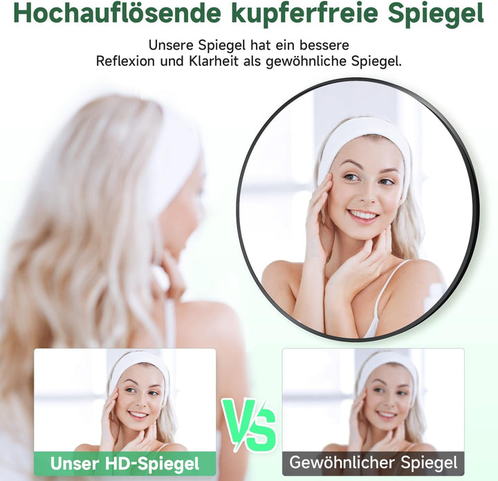 Dekorative Wandspiegel 50cm, Spiegel rund, Badezimmerspiegel, für Wohnzimmer, Schlafzimmer, Bad, Flu