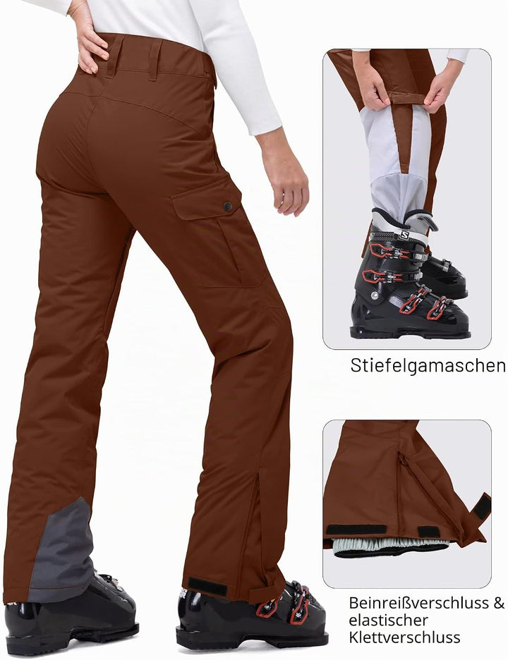33,000ft Damen Skihose Outdoorhose Wasserdicht Winddichte Softshellhose Warme Gefütterte Thermohose