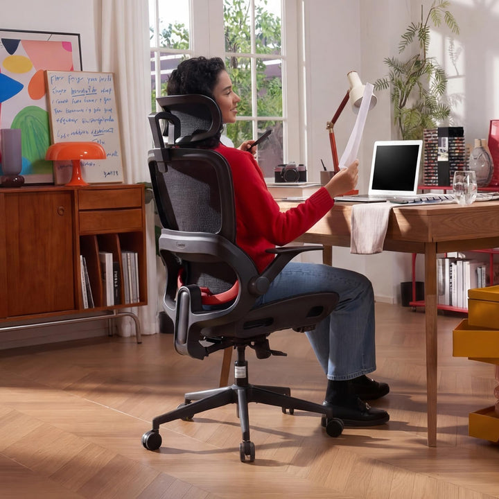 SIHOO Bürostuhl Ergonomisch, Schreibtischstuhl mit 4D Dynamischer Lordosenstütze, Breiter Kopfstütze