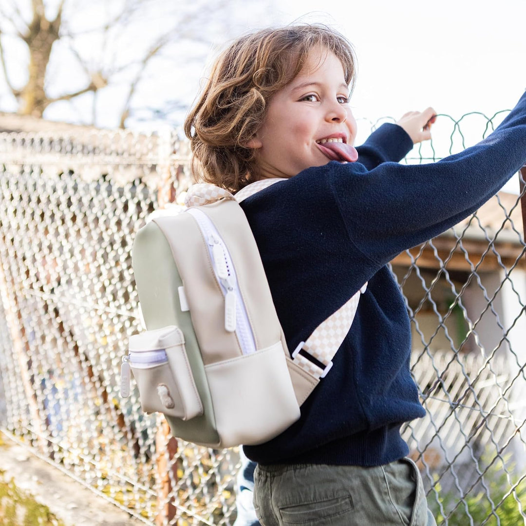 BEABA, Kindergarten-Rucksack Faro, Kinder-Tagesrucksack, 2 Fächer, Namensetikett, Gummi-Effekt, gros
