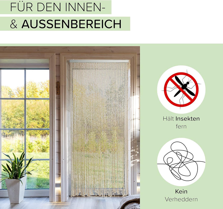 Kobolo Seilvorhang Türvorhang MARITIM 54 Stränge Dekovorhang - 90 x185/195 cm - Beige