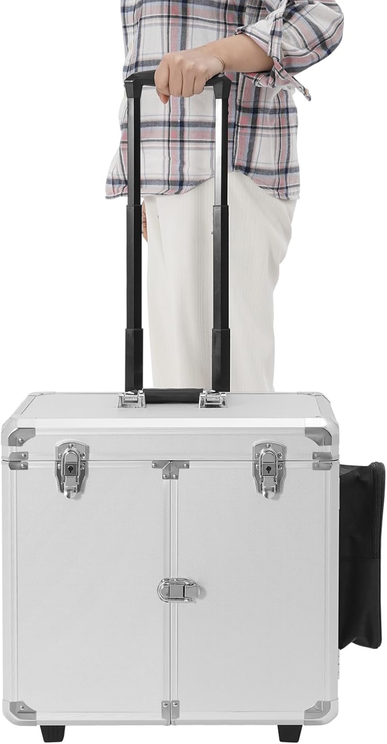 Kosmetik Trolley Koffer, tragbarer Fusspflege Werkzeugkoffer aus Metall mit Rollen mehrfach untertei