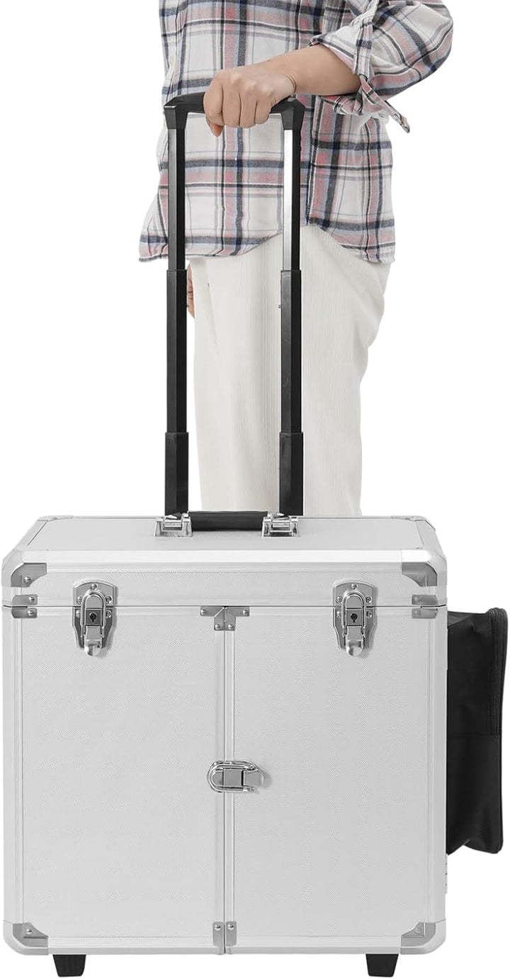 Kosmetik Trolley Koffer, tragbarer Fusspflege Werkzeugkoffer aus Metall mit Rollen mehrfach untertei