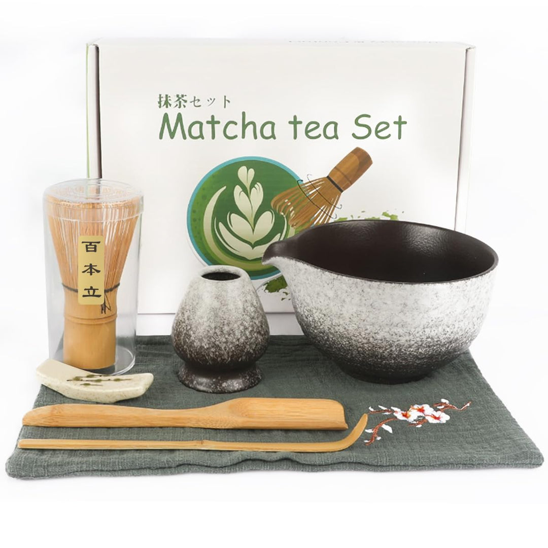 7PCS Matcha Set, matcha bowl,matcha besen halter,bambusbesen,löffel,Bambusschaufel,Peitschenhalter,B