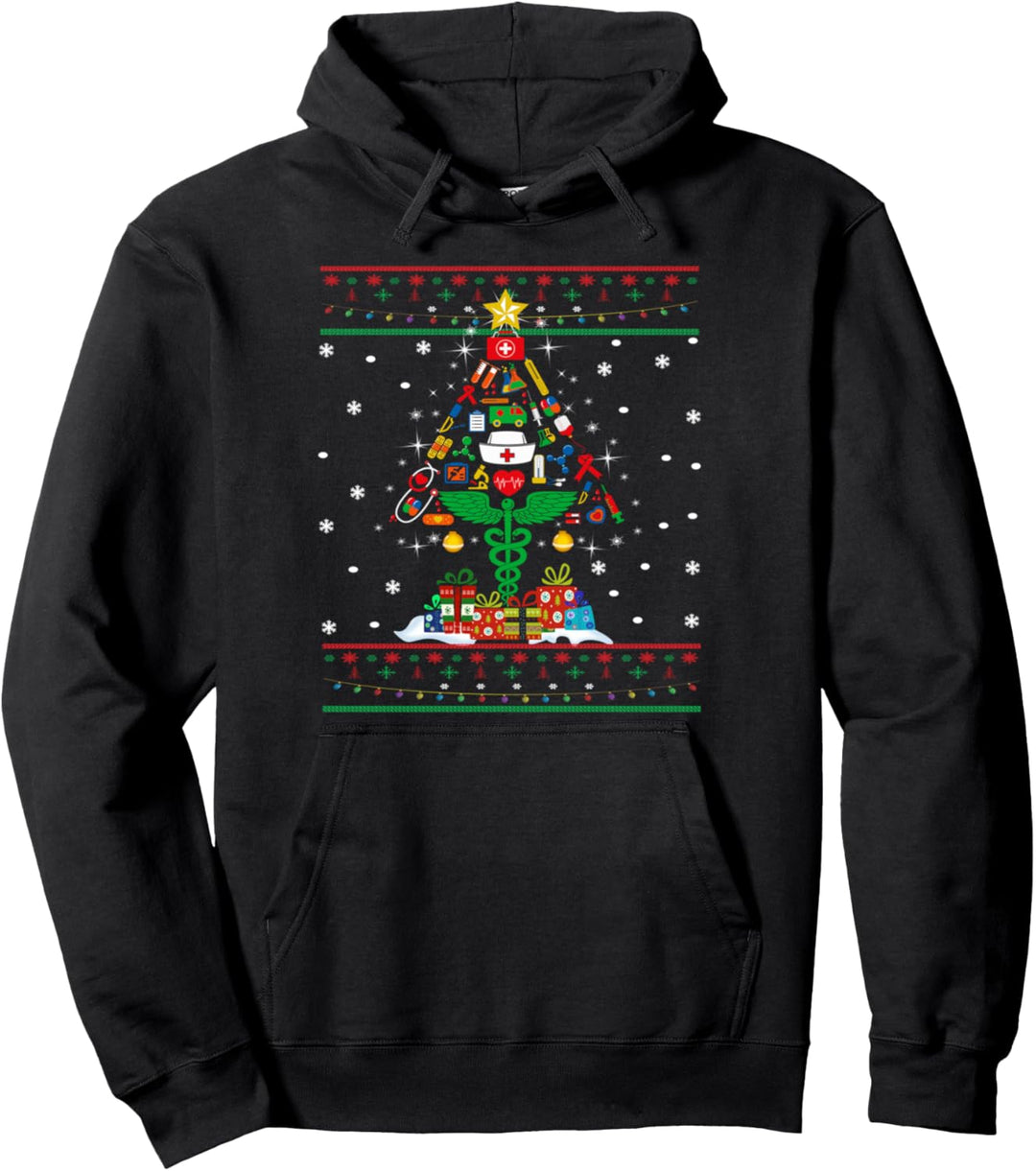 Krankenschwester Ugly Weihnachtsbaum Pullover Pullover Hoodie