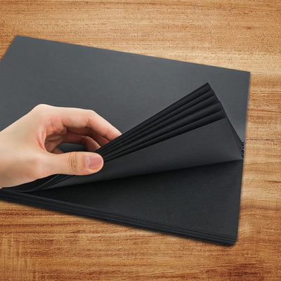 200 x Tonpapier Schwarz A4 120g, Schwarzes Bastelpapier zum Basteln & Malen & Drucken, Schwarz