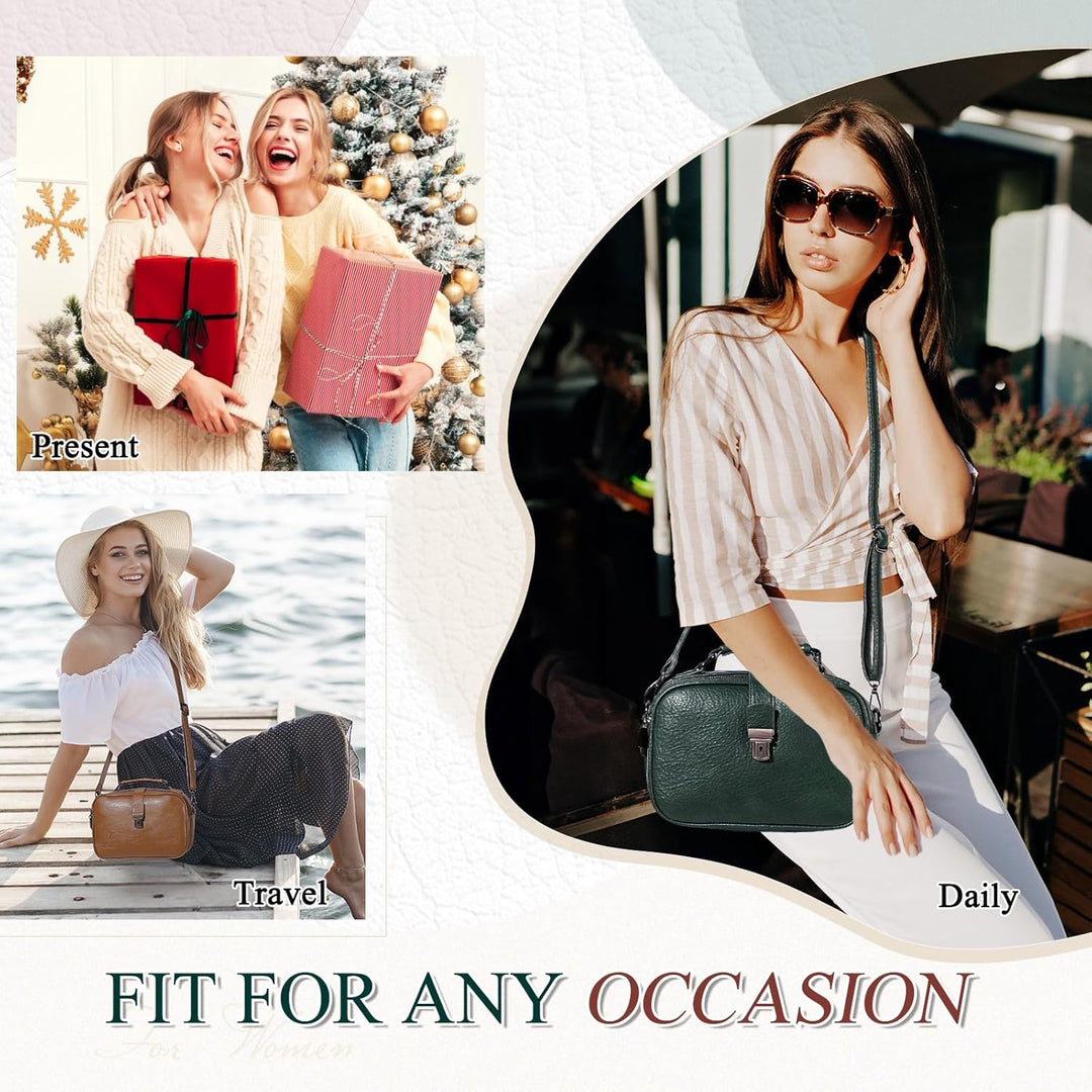 Kasgo Crossbody Bag Damen, Mode PU Leder Umhängetasche Schultertasche Klein Handtasche für Frauen mi