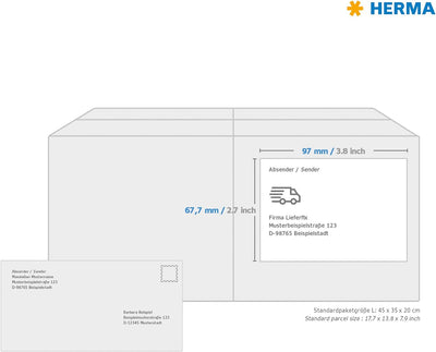 HERMA 4624 Versandetiketten, 200 Blatt, 97 x 67,7 mm, 8 Stück pro A4 Bogen, 1600 Aufkleber, selbstkl