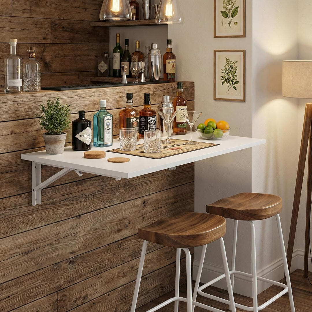 Wandklapptisch 100x60 cm,Weiss,Platzsparender Klapptisch Wandmontage,Schreibtisch Werkbank Klappbar