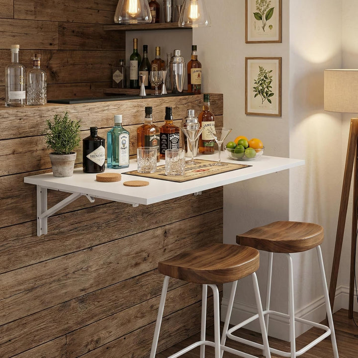 Wandklapptisch 100x60 cm,Weiss,Platzsparender Klapptisch Wandmontage,Schreibtisch Werkbank Klappbar