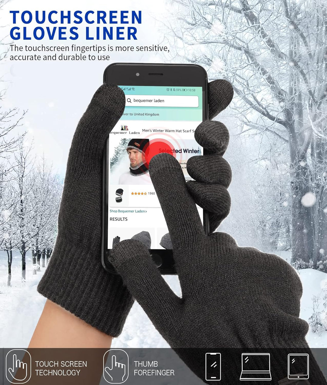 Bequemer Laden Damen Winter Warm Touchscreen Handschuhe Thermo Winterhandschuhe Kaschmir Strickhands