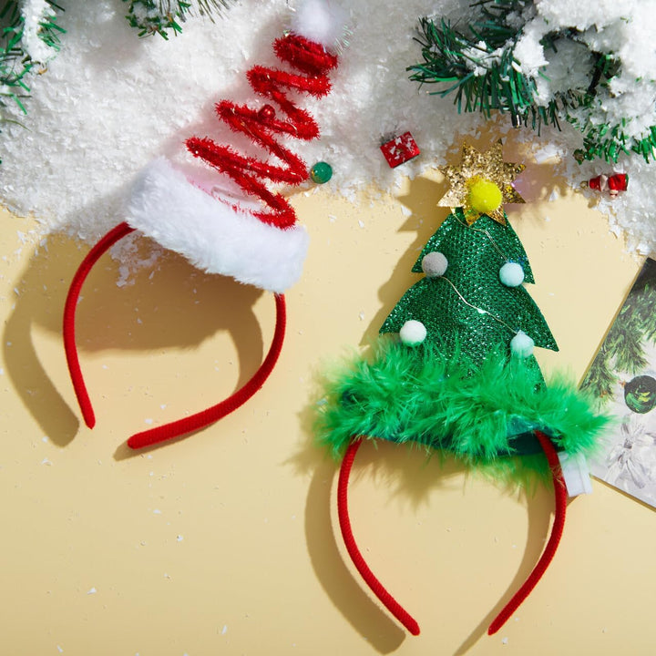 JOYIN 2 Stück beleuchtete Stirnbänder mit LED, weihnachtliche Stirnbänder für Weihnachtsbedarf und U