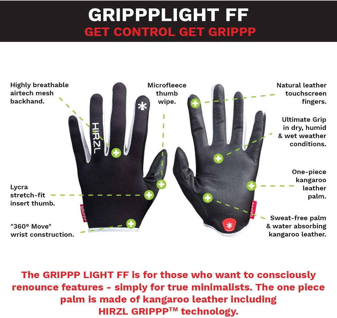 HIRZL GRIPPP Light FF, Fahrradhandschuh Unisex all Black XXL/11, all Black XXL/11