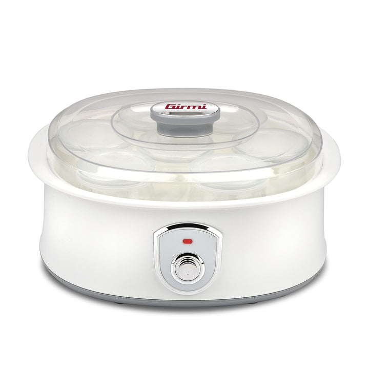 Girmi YG03 Joghurtbereiter, Betriebstemperatur 42–50°C, 7 Glasbehälter à 180ml, Transparenter Deckel