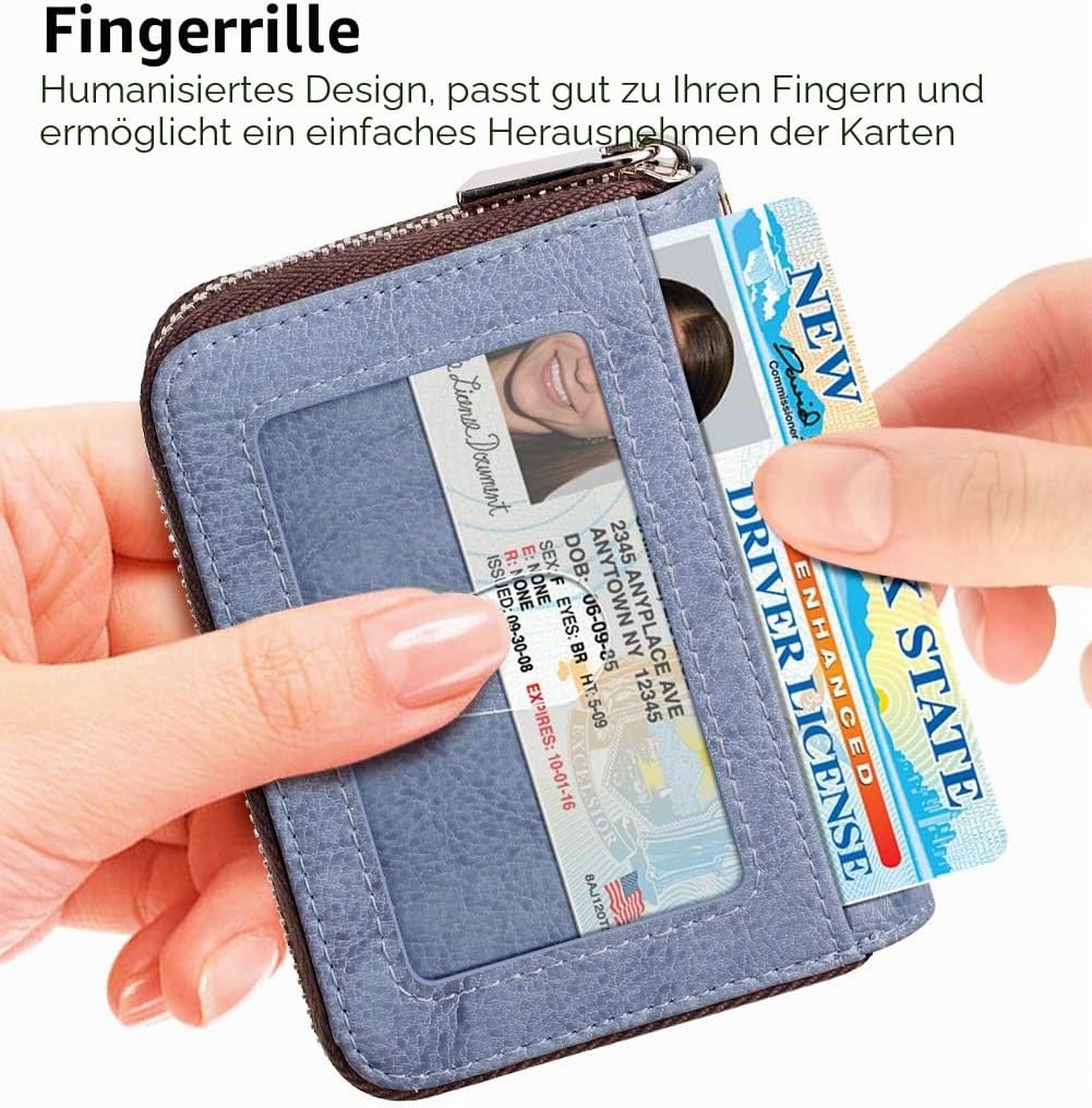 FurArt Kreditkartenetui für Damen und Herren, RFID Schutz,Schlüsselanhänger,Reissverschlussetui Gery