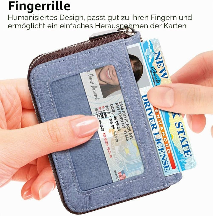 FurArt Kreditkartenetui für Damen und Herren, RFID Schutz,Schlüsselanhänger,Reissverschlussetui Gery