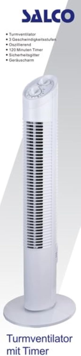 Salco Standventilator KLT-1081, Turmventilator, Tower Fan, Lüfter, 74 cm hoch, leise, Timer, Oszilla