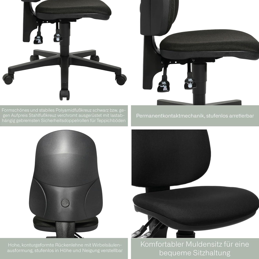 Topstar Point 60, Bürostuhl, Schreibtischstuhl, Stoff, schwarz