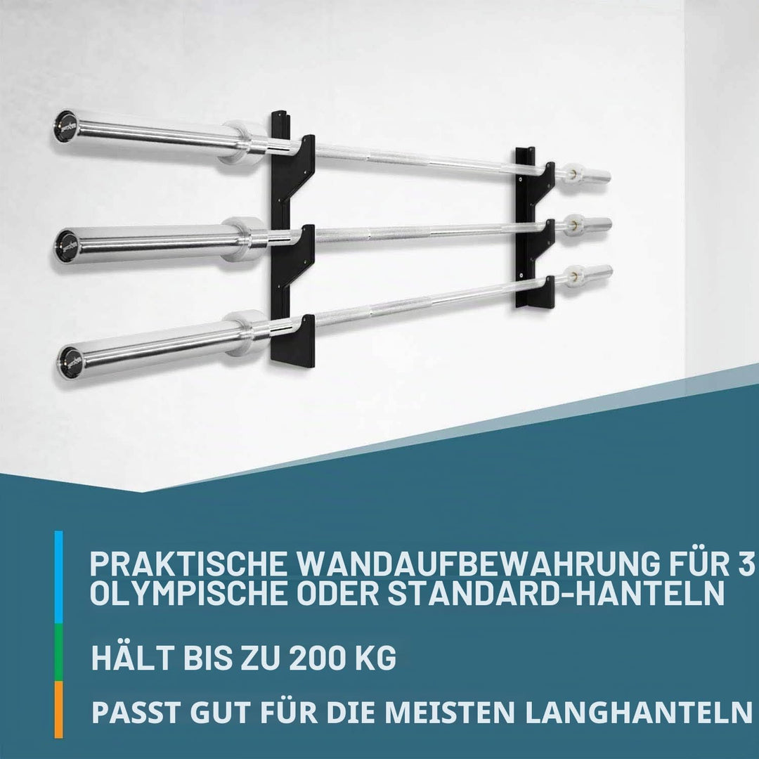 Yes4All Legierter Stahl Horizontale Wandhalterung für Langhanteln mit Schutzschicht aus UHMW-Kunstst