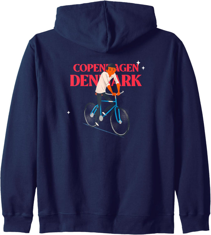Kopenhagen Dänemark Mann auf dem Fahrrad - dänisch Kapuzenjacke