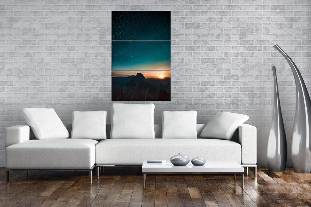 deyoli atemberaubender Sternenhimmel bei Sonnenaufgang Format: 3Teilig als Leinwandbild, Motiv ferti