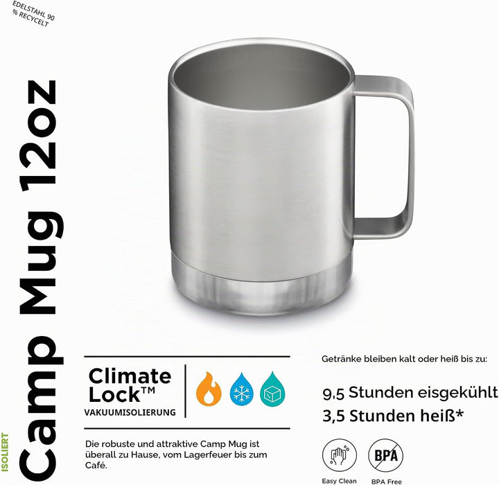 Klean Kanteen Isolierbecher, 340 ml, gebürsteter Edelstahl