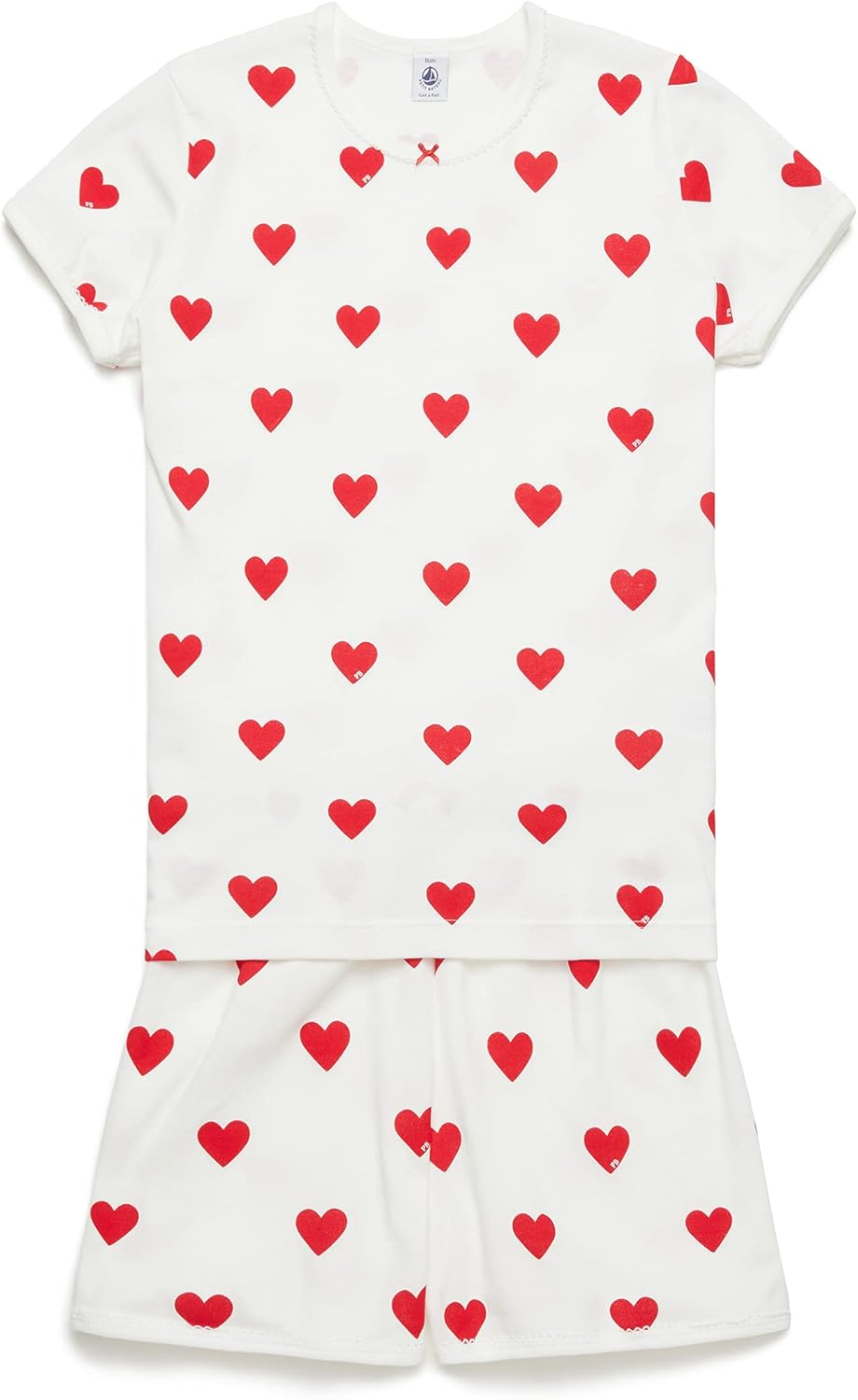 Petit Bateau Mädchen A00oc Pyjacourt (1er Pack) 16 Jahre Blanc Marshmallow / Rouge Terkuit, 16 Jahre