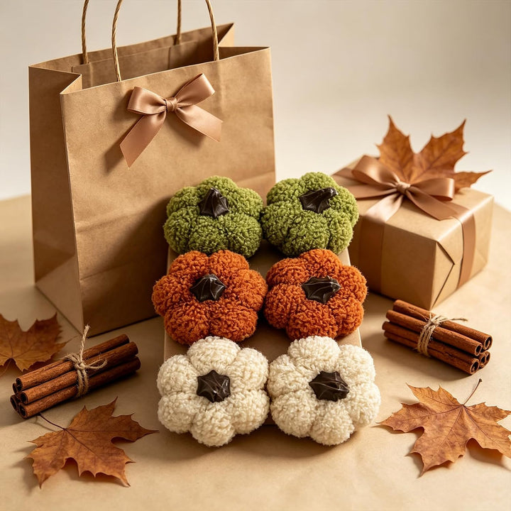 Herbst Dekorative Stoff Kürbis Set 6 Stück Weiche Plüsch Kürbisse für Herbstdeko, Thanksgiving, Hall