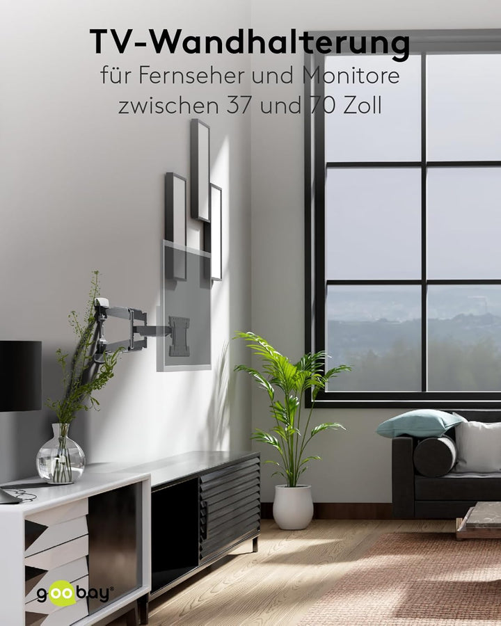 goobay TV Wandhalterung – Ideal für OLED-, Flatscreen and Curved Fernseher von 37 bis 70 Zoll, Fullm