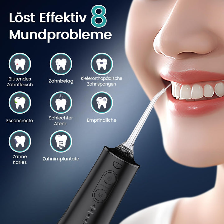 Munddusche Kabellos Elektrischer Zahnreiniger, Vimmk Zahndusche Water Flosser 5 Modi & 8 Düsen USB-C