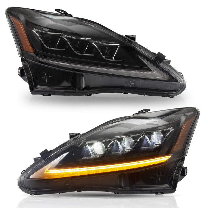 VLAND Scheinwerfer für Lexus IS250 2006-2012 Voll-Scheinwerfer mit Blinker-Sequenzanzeige, Abblendli