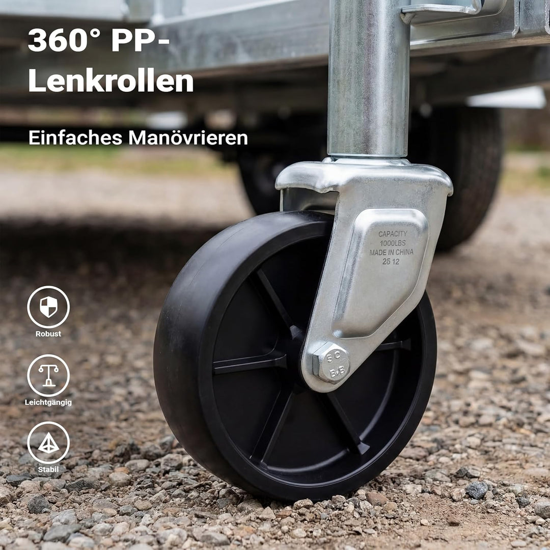 Wiltec Anhänger Stützrad bis 450 kg mit 254 mm Hubhöhe, Anhängerstütze aus verzinktem Stahl, bis 450