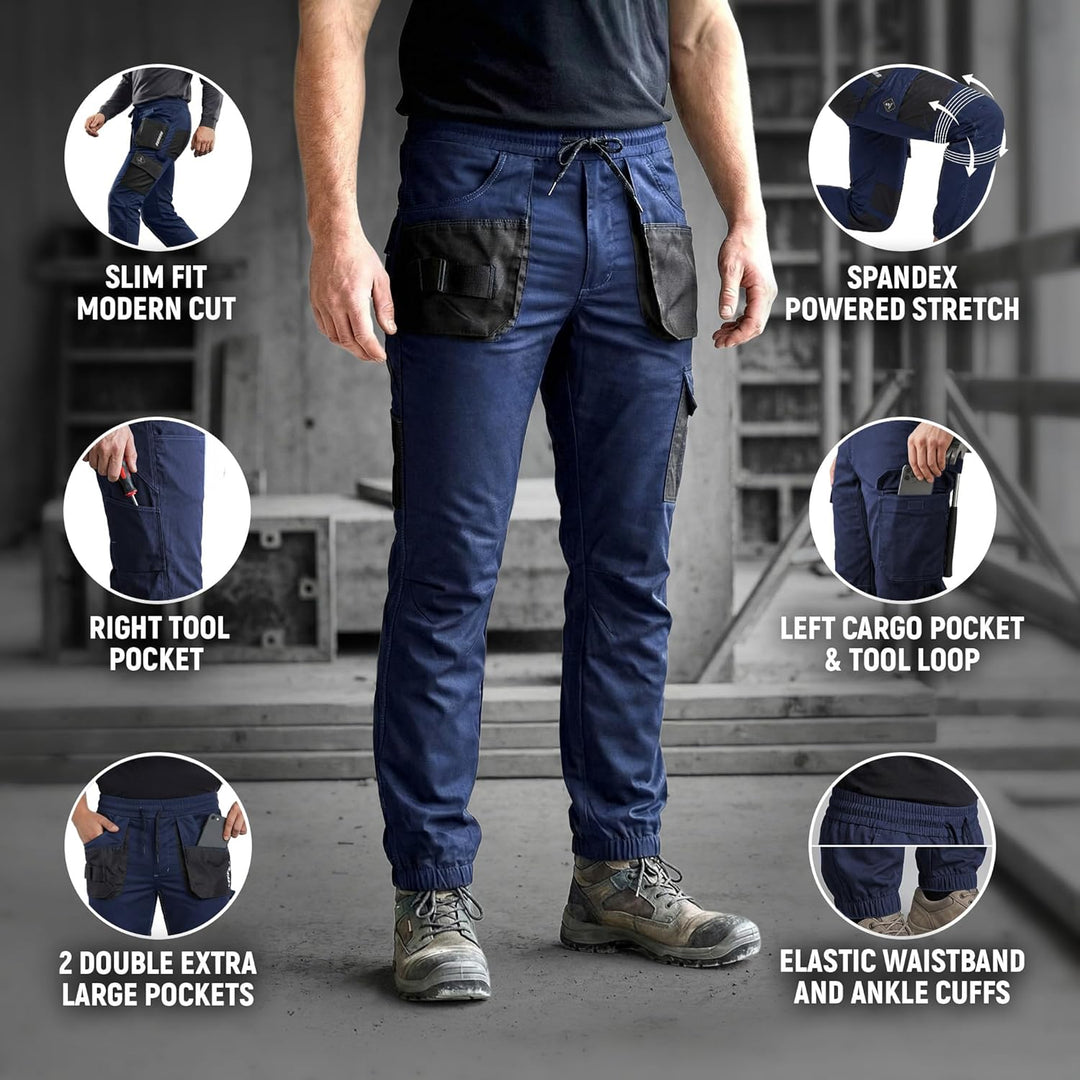 DINOZAVR Revolt Sport Stretch Herren Hose - Stretch Herren Arbeitshose - elastische Männer Bundhose