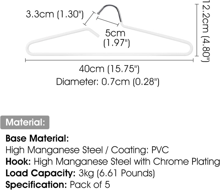 SHIMOYAMA Kleiderbügel, 5 Pack, Metall Kurzhals Kleiderbügel Organisers, Anti-Rutsch-Kragen-Schutz-B