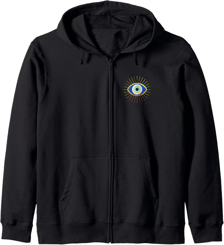 Matiasma Evil Eye Symbol in griechischem Schriftzug Kapuzenjacke
