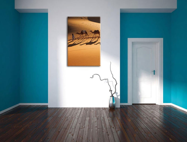 Pixxprint Kamelkarawane in der Wüste als Leinwandbild/Grösse: 100x70 / Wandbild/Kunstdruck/fertig be
