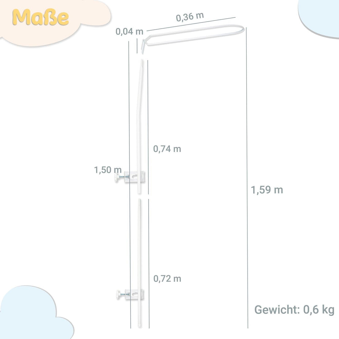 Babykajo Betthimmel Stange - Montierbare Himmelstange für Babybetten. Gestell aus Metall für Babybet