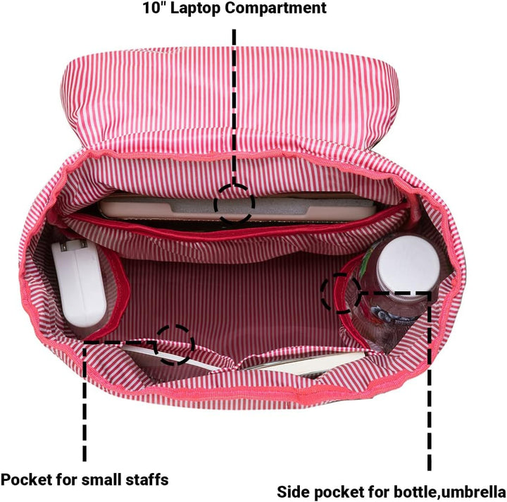 KAUKKO Rucksack Klein Damen Herren Schön und Praktisch Daypack für Schule, Uni, Beruf mit 10" Laptop