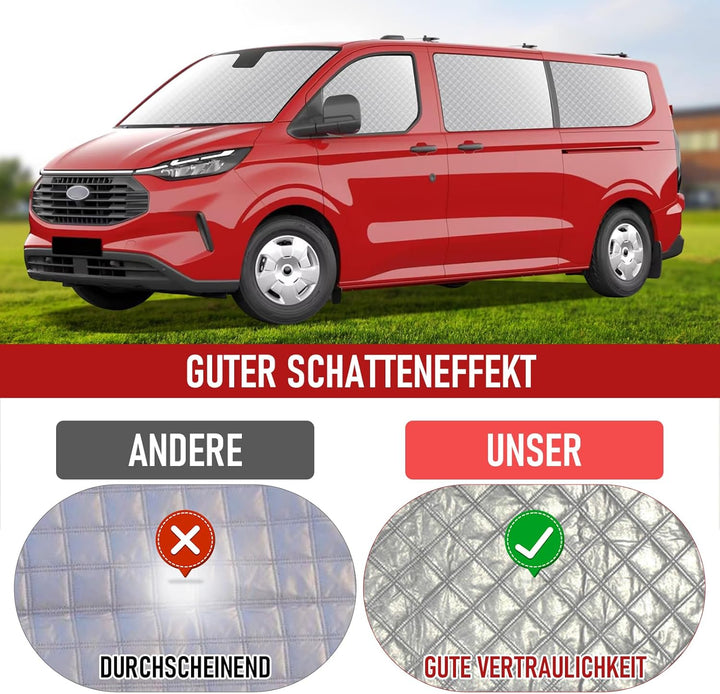 8Stk Thermomatte Fahrerhaus passend für Ford Transit Custom SWB, Interne Auto Sonnenblende Frontsche