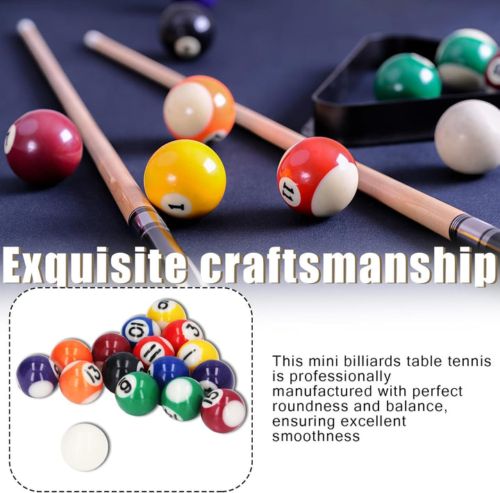 25mm Mini Billard Set 16 Kugeln amerikanisches Harzmaterial tragbarer Tischbillard Kinder Erwachsene