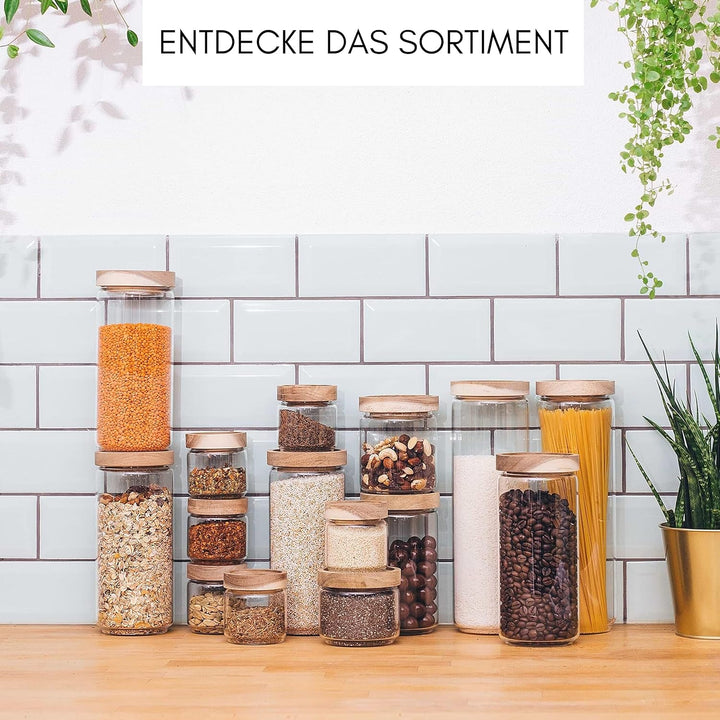 Econovo® Vorratsgläser mit Deckel Set 1000ml/700ml/500ml/300ml (4-teilig) aus Borosilikatglas mit Ho