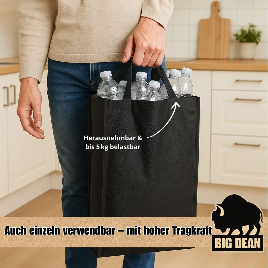 BigDean Pfandflaschen Sammelbehälter 100L inkl. Tragetasche - Flaschensammler Leergut