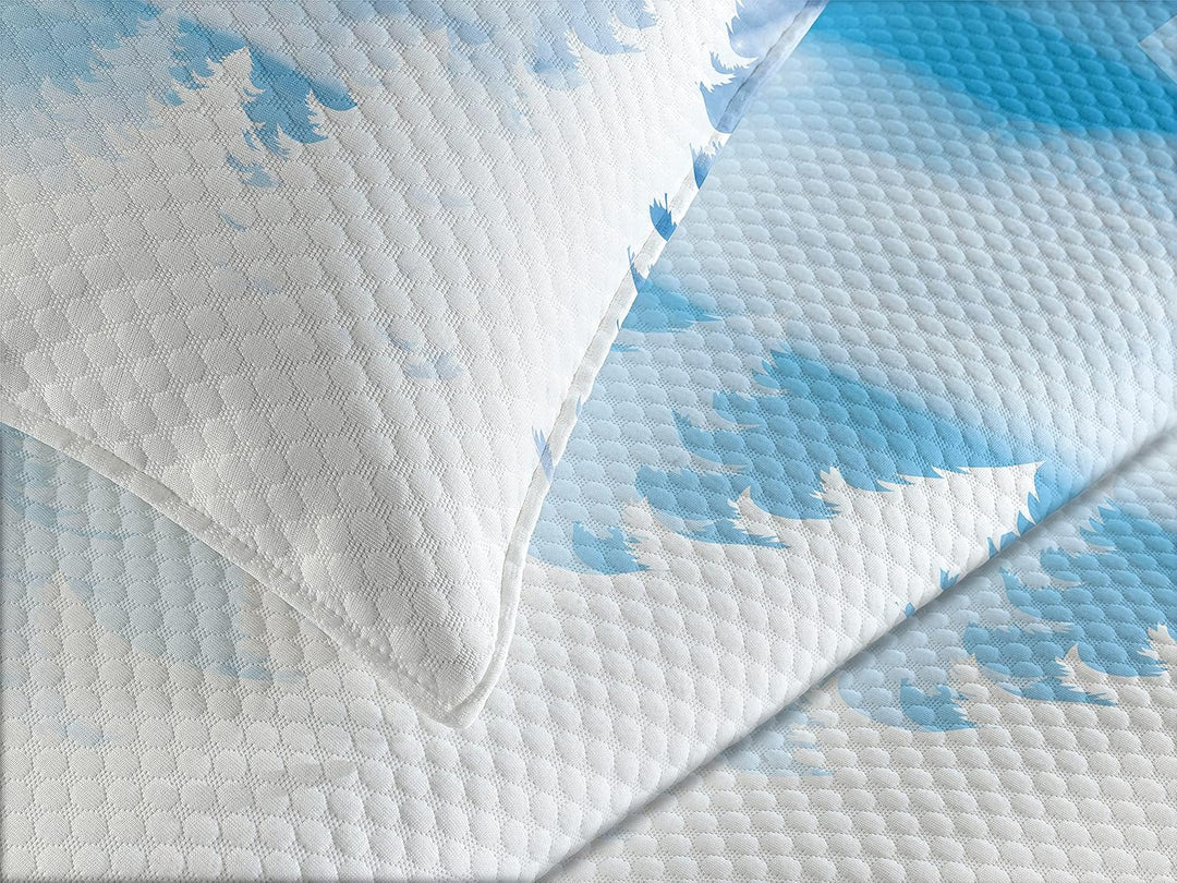 ABAKUHAUS Winter Tagesdecke Set, Schneeflocken und Sterne, Set mit Kissenbezügen Maschienenwaschbar,