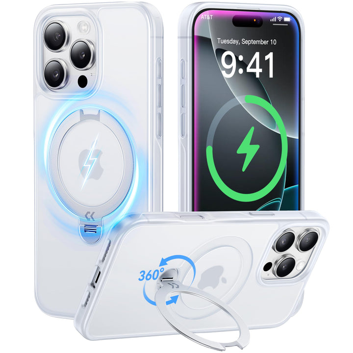ASEKOO 360° MagicStand (Pro-Version) für iPhone 16 Pro Hülle für MagSafe [Unsichtbarer Ständer] [Mil