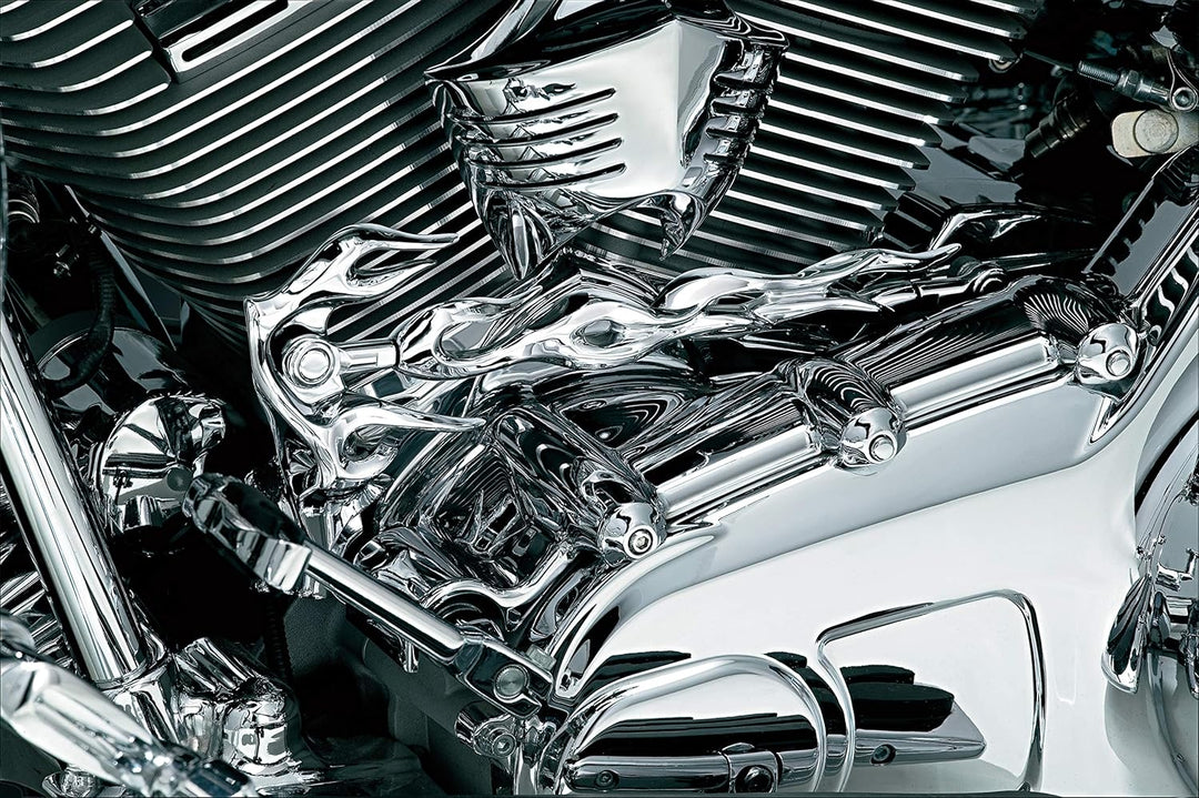 Kuryakyn 1072 Flame Shift Linkage für 1980-2019 Harley-Davidson Motorräder, Chrom Flamme, Flamme
