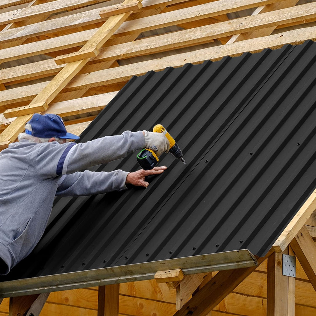 HENGMEI Metal Trapezblech 24 x Dachplatten 14m² Trapezoidal Sheet Wellplatten Dach 129cm x 45cm Galv