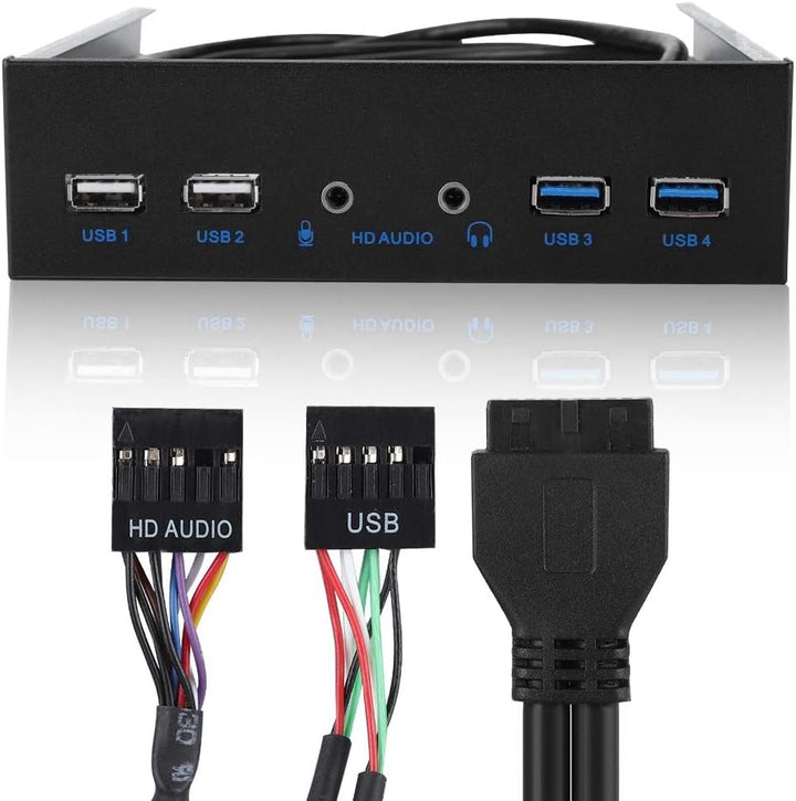 ASHATA USB 3.0 Front Panel, Frontplatte Front Panel 5.25 Zoll Multifunktion USB3.0+USB2.0 Hub,Super